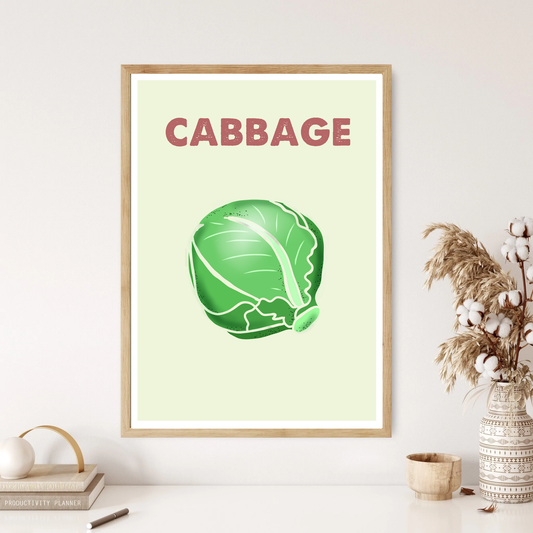 Cabbage Colourful Kitchen Wall Print