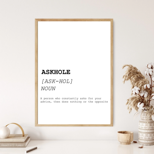 Askhole Funny Definition Dictionary Print