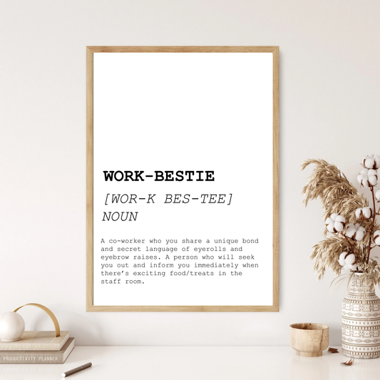 Work Bestie Funny Definition Dictionary Print