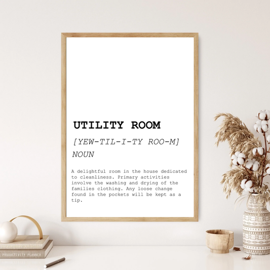 Utility Room Funny Definition Dictionary Print