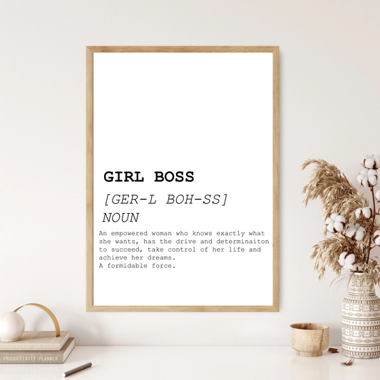 Girl Boss Funny Definition Dictionary Print