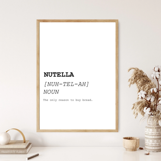 Nutella Funny Definition Dictionary Print