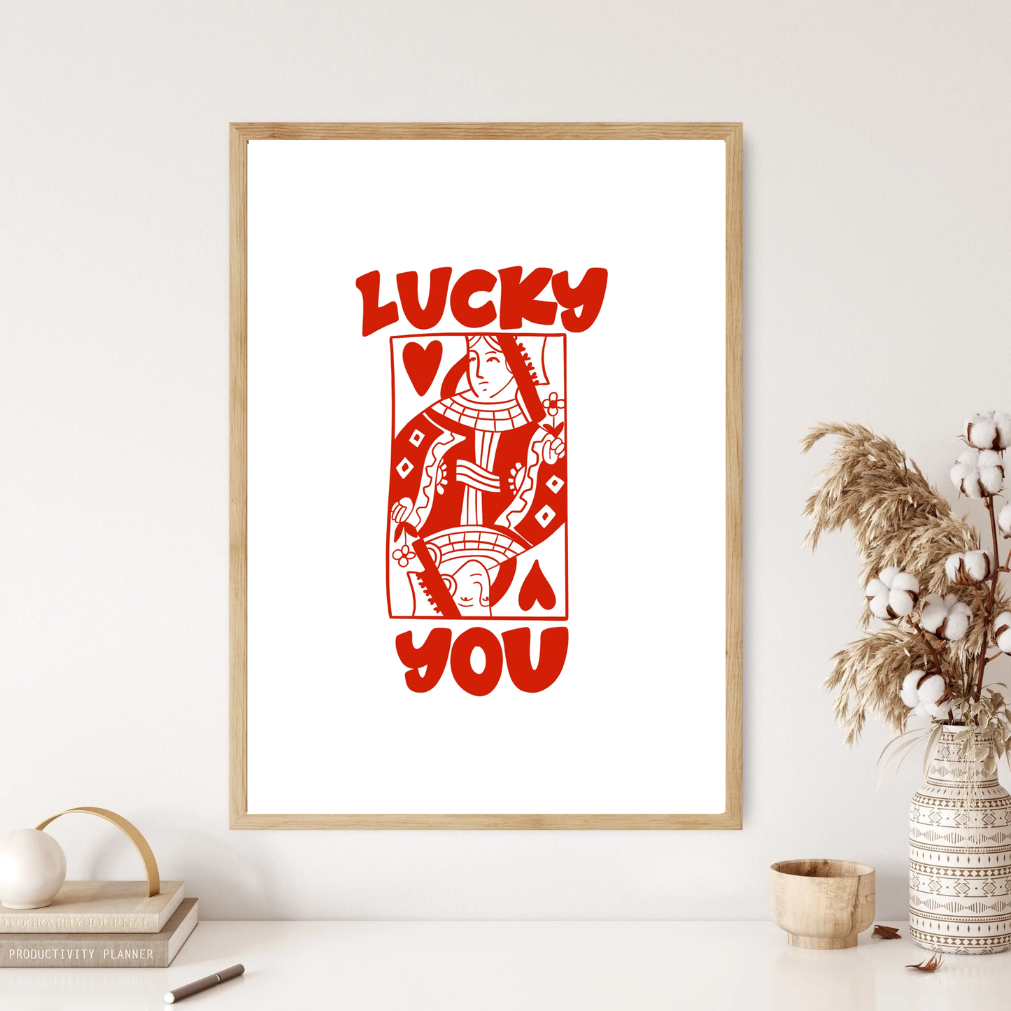 Lucky You Wall Print in Red