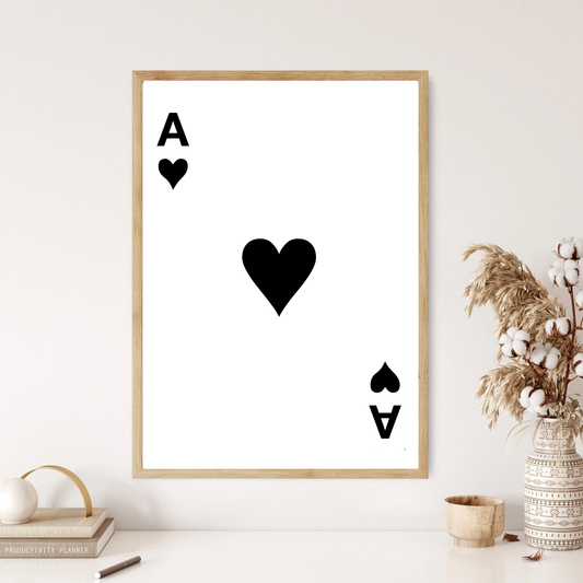 Ace of Hearts Playing Card Wall Print in Red