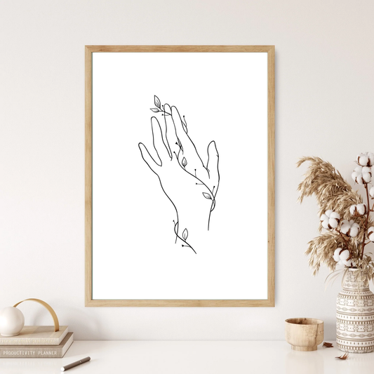 Intertwined Hands Line Art Wall Print