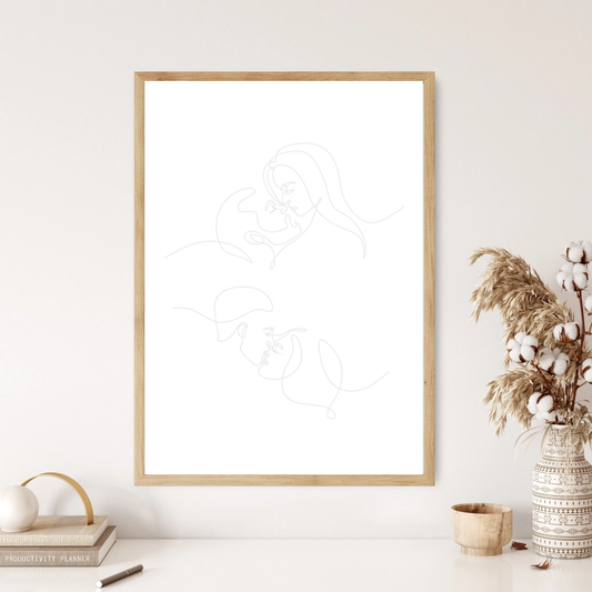 Him & Her Line Art Wall Print