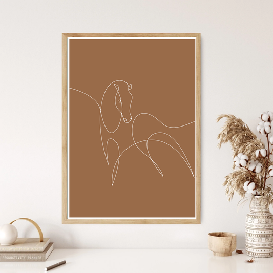 Angelic Horse Outline Line Art Wall Print