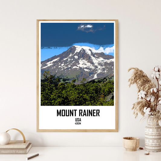 Mount Rainer Mountain Hill Wall Print