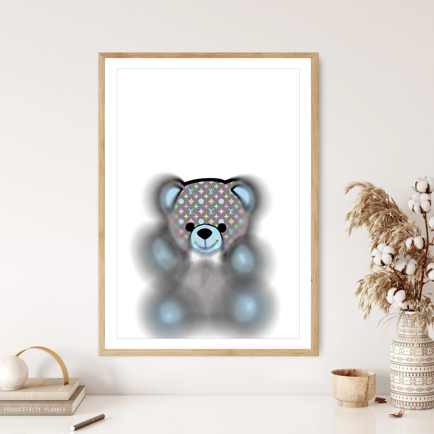 Louie Bear Fashion Art Music Minimal Wall Print