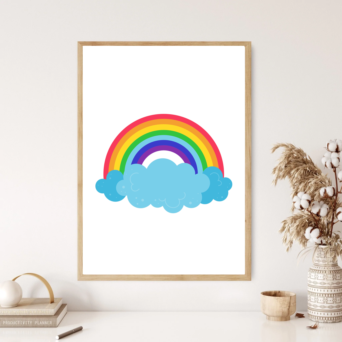 Rainbow & Clouds Childrens Wall Print