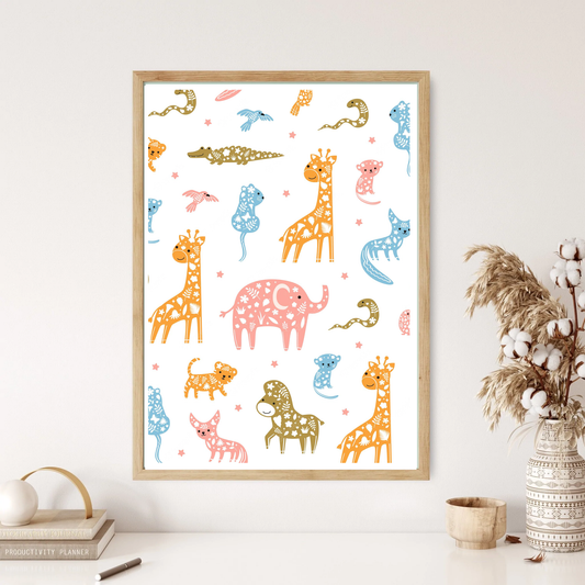 Cute Safari Children's Wall Print