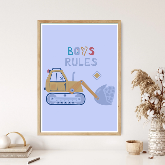 Boys Rules Children's Wall Print