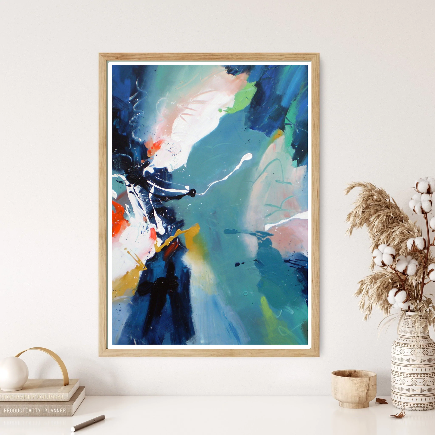 Abstract Navy Swirl Wall Print