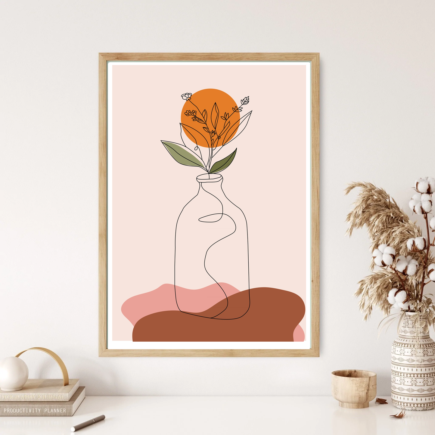 Boho Bottle Flower Wall Print