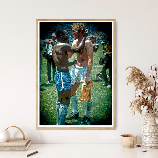Pele & Bobby Moore Football Art Wall Print