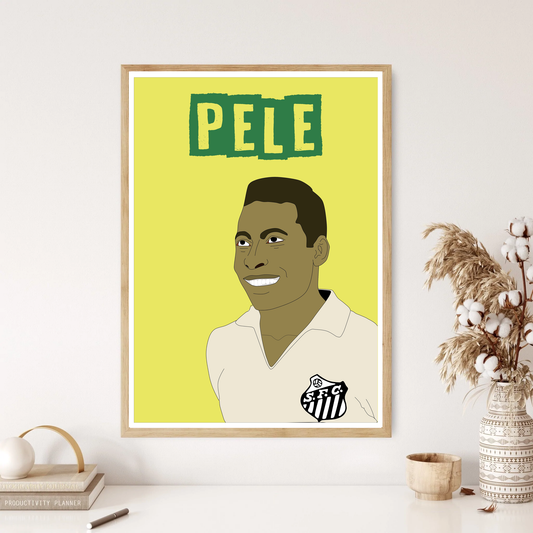Pele Cartoon Style Football Art Wall Print