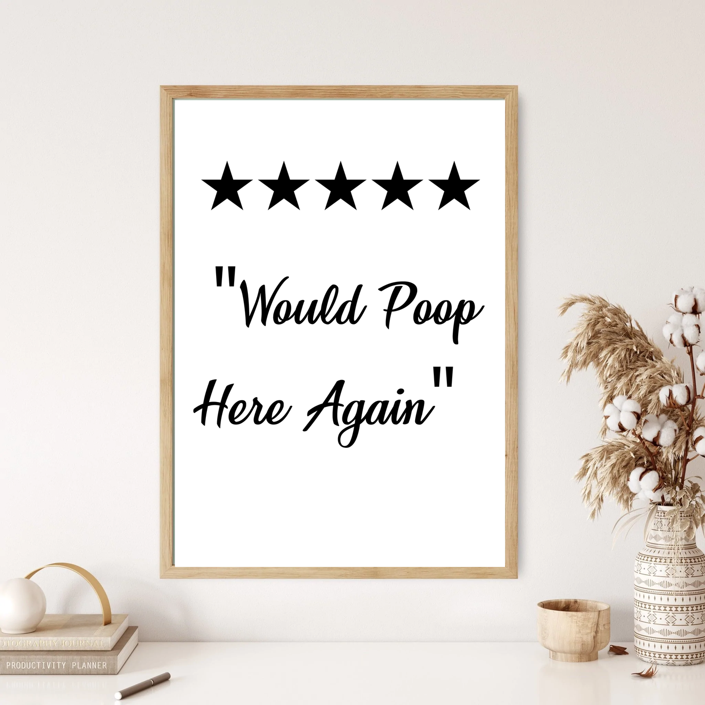 Would Poop Here Again Funny Bathroom Review Wall Print