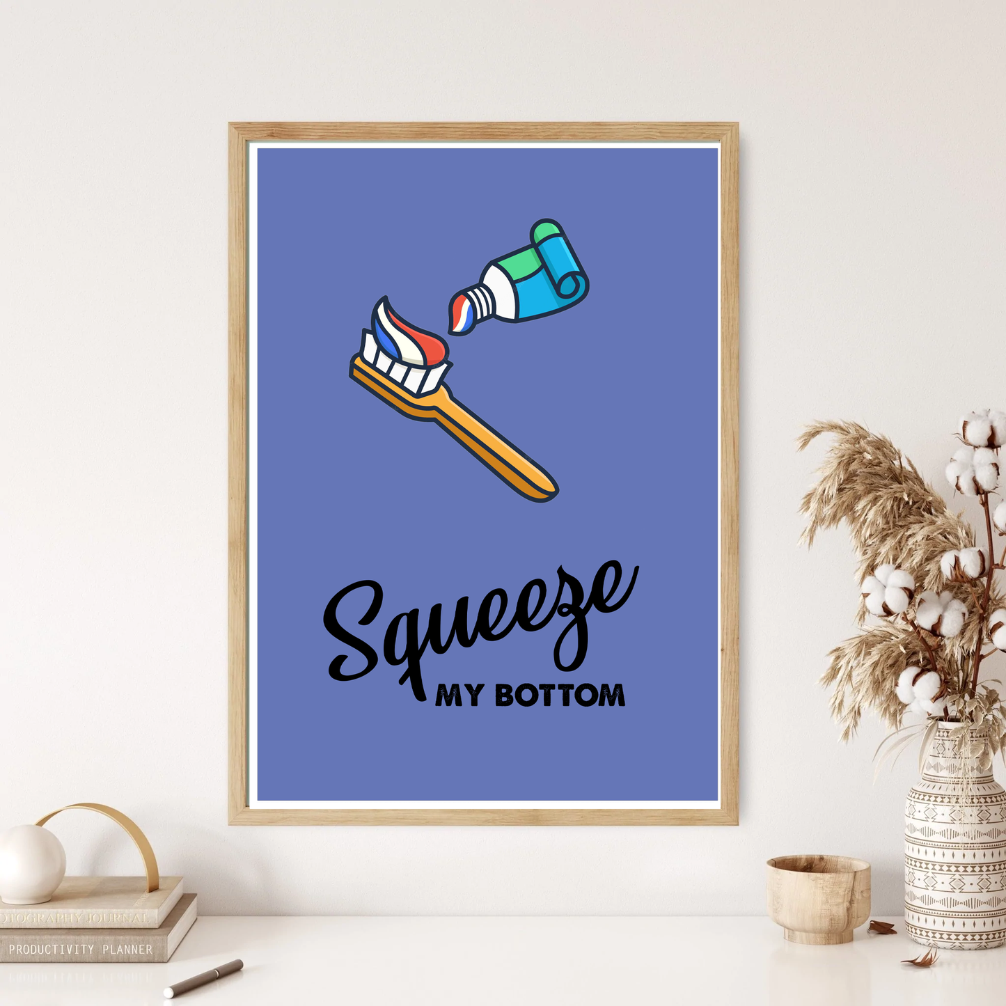 Toothpaste Funny Bathroom Wall Print (4 Colours)