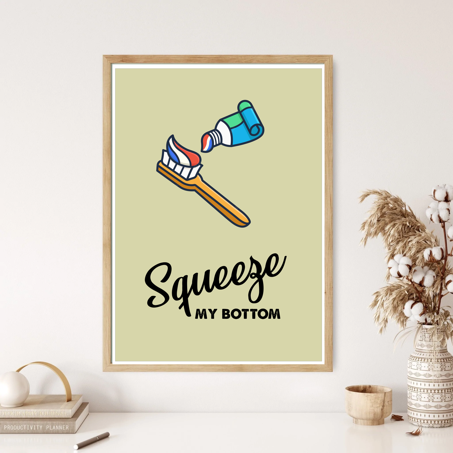 Toothpaste Funny Bathroom Wall Print (4 Colours)