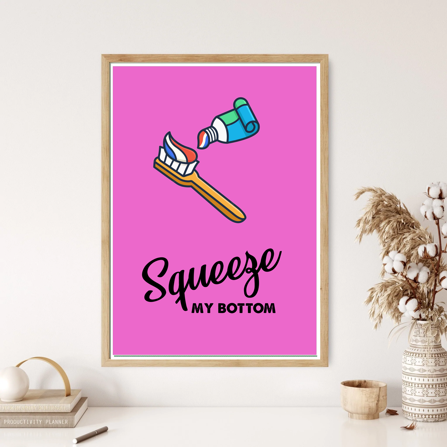 Toothpaste Funny Bathroom Wall Print (4 Colours)