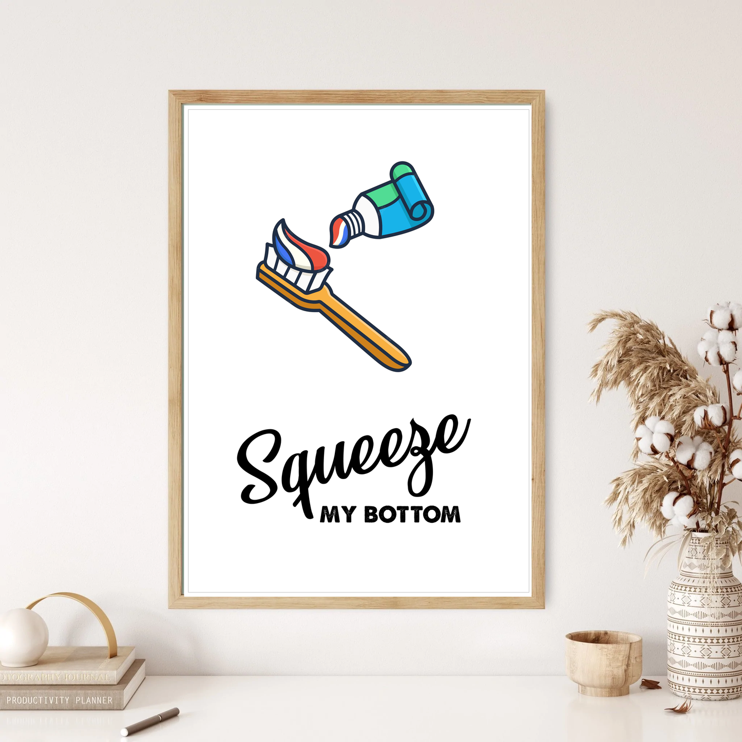 Toothpaste Funny Bathroom Wall Print (4 Colours)