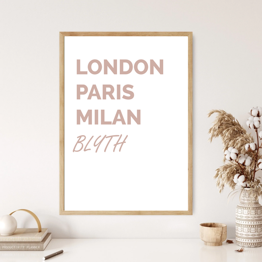 Blyth - London, Paris, Milan Funny Quote Wall Print (2 Colours)