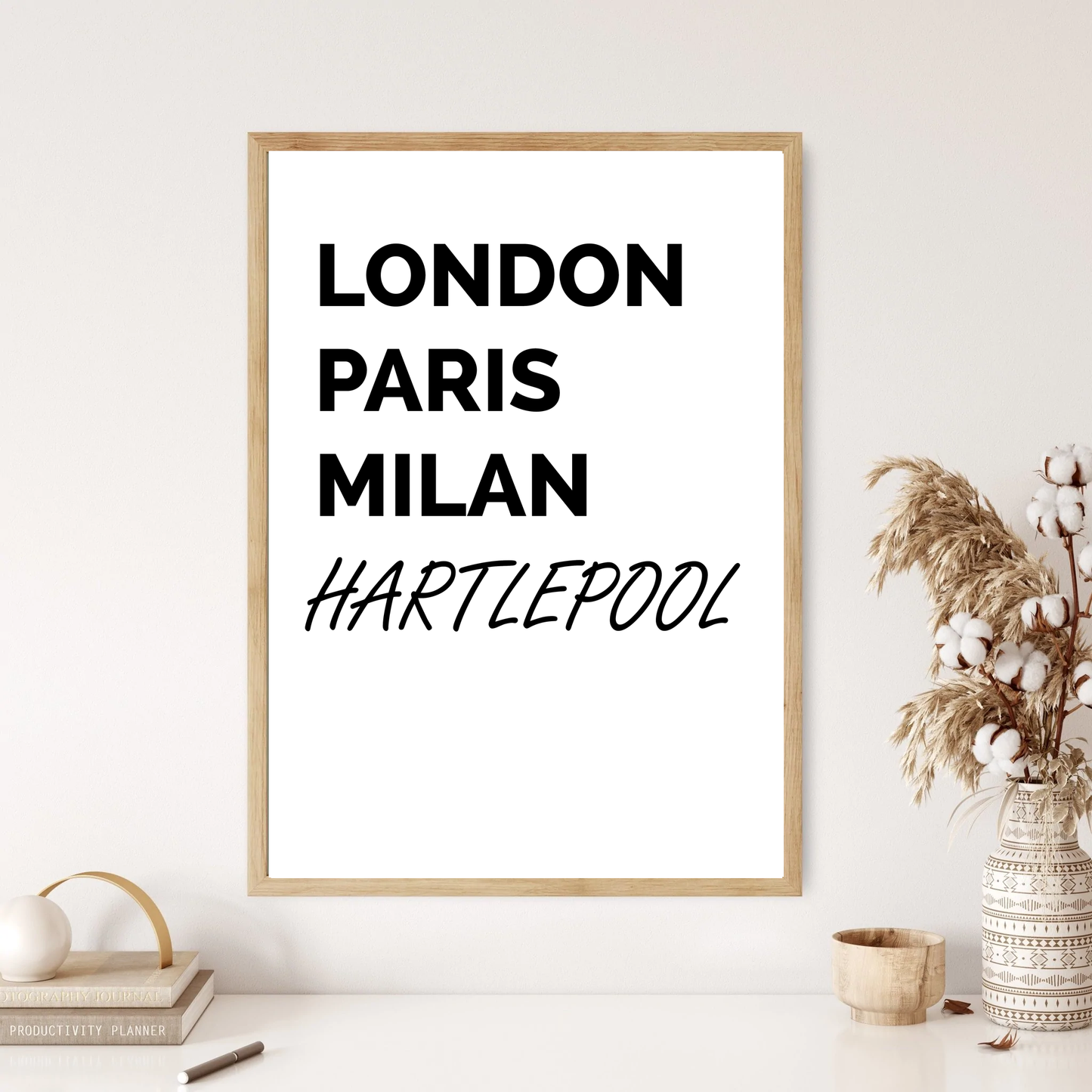 Hartlepool - London, Paris, Milan Funny Quote Wall Print (2 Colours)