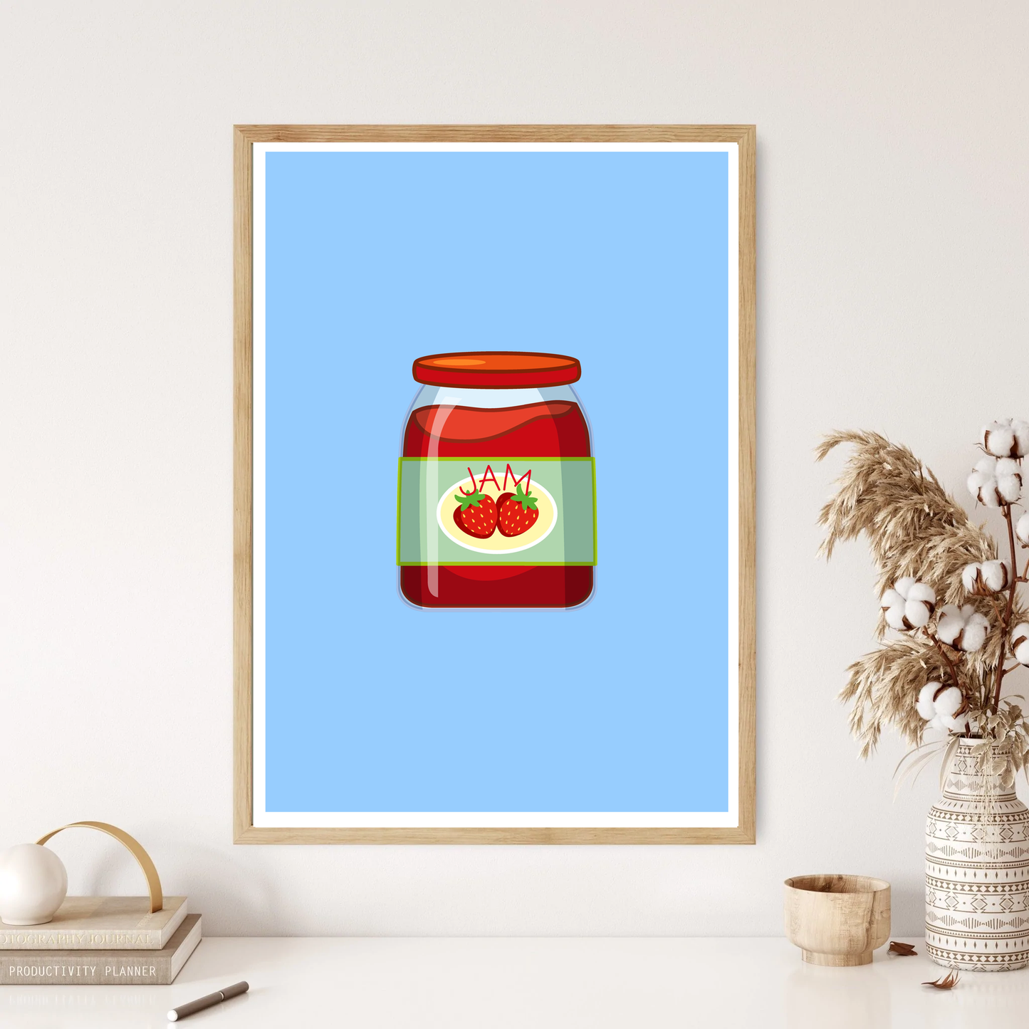 Jam Jar Condiment Spread Colourful Kitchen Wall Print