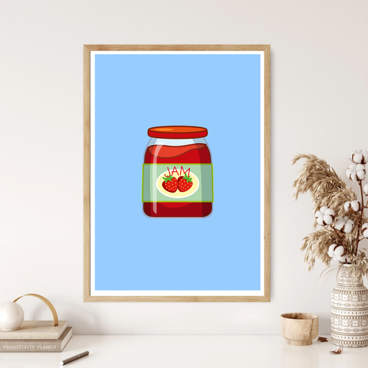 Jam Jar Condiment Spread Colourful Kitchen Wall Print