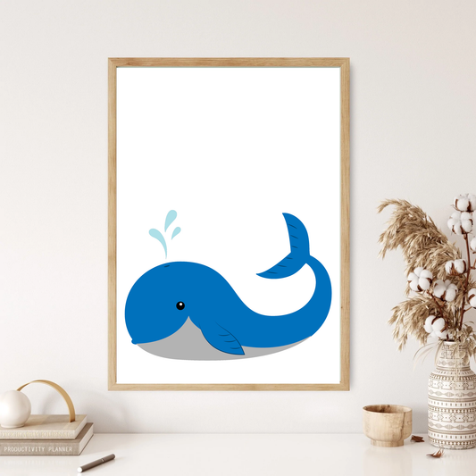 Hello Blue Whale Wall Print (3 Colours)