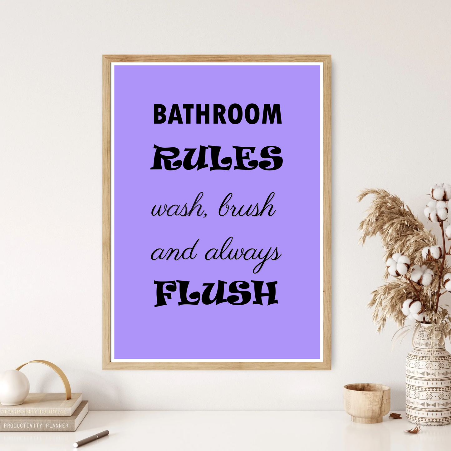 Bathroom Rules Quote Wall Print (4 Colours)