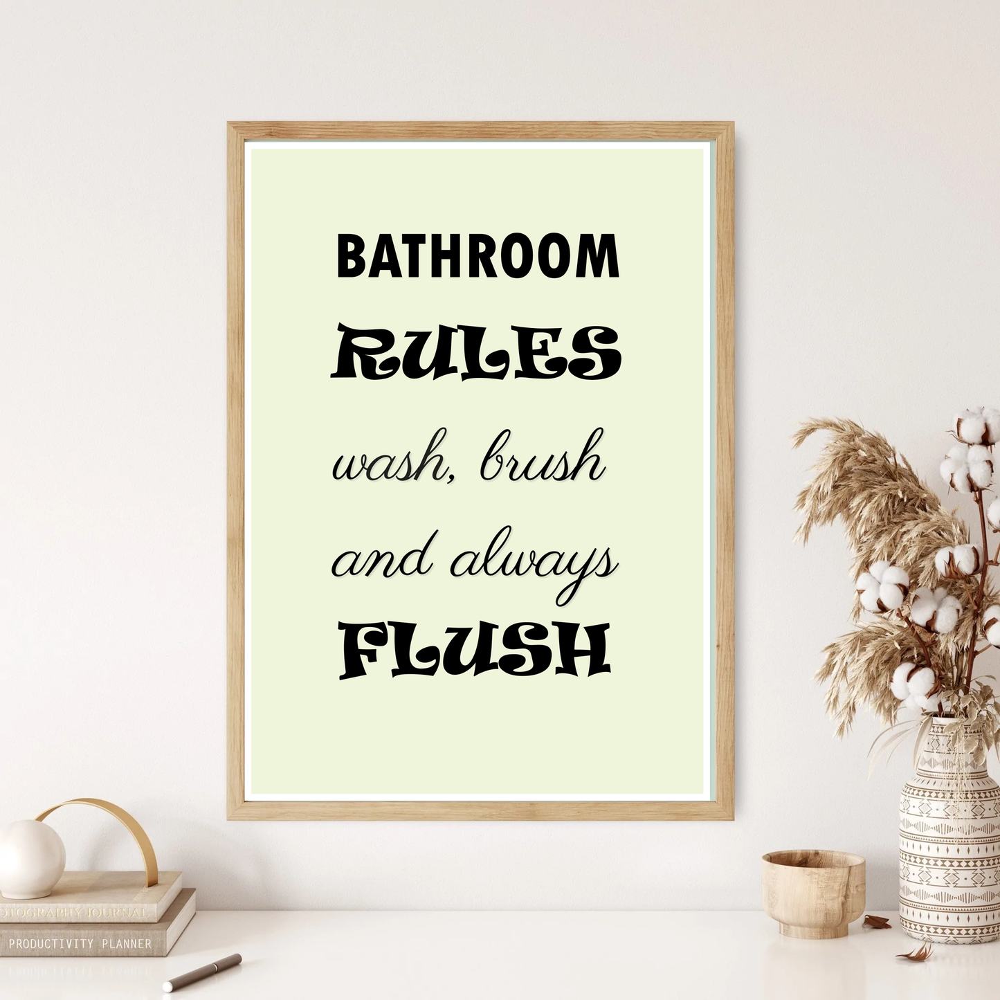 Bathroom Rules Quote Wall Print (4 Colours)