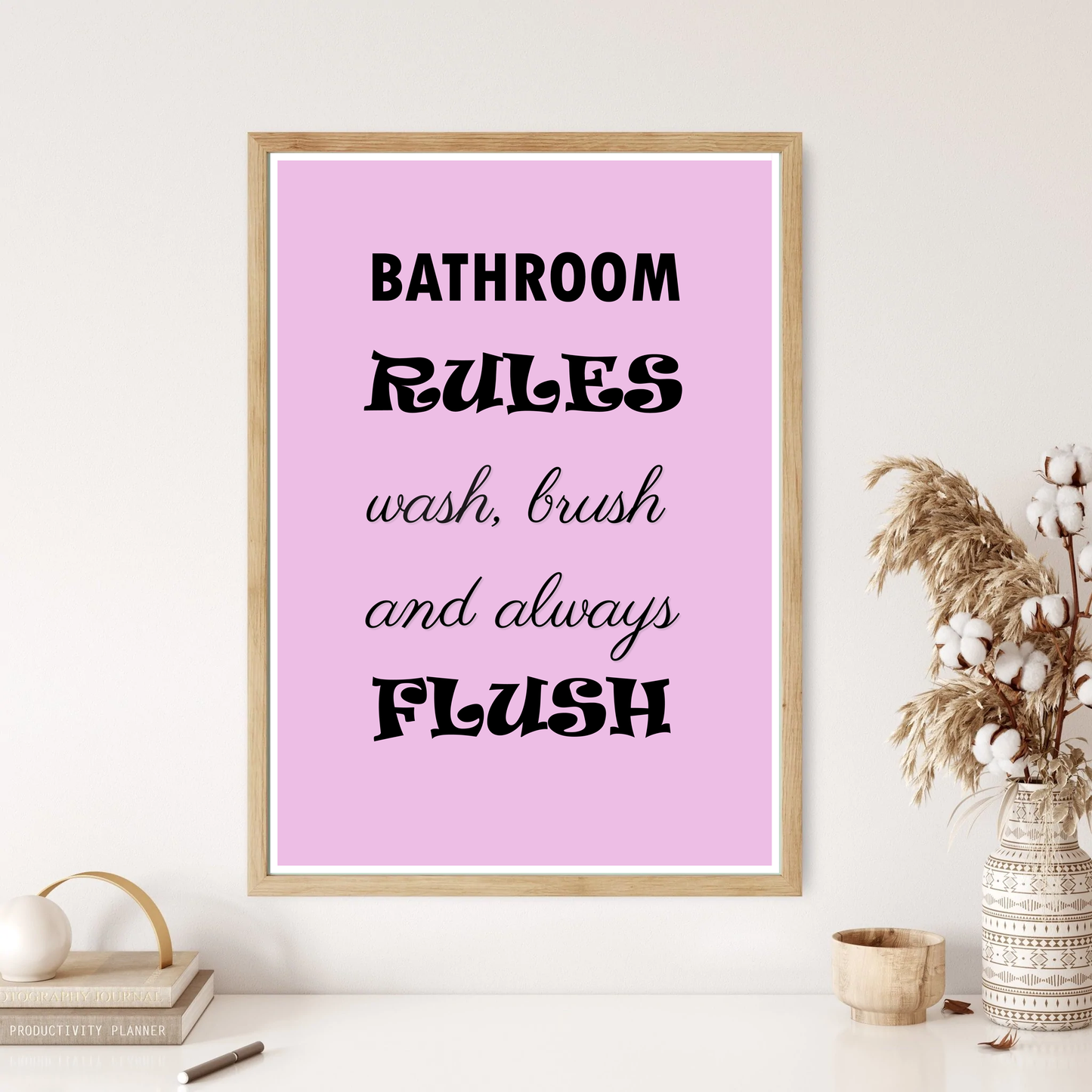 Bathroom Rules Quote Wall Print (4 Colours)