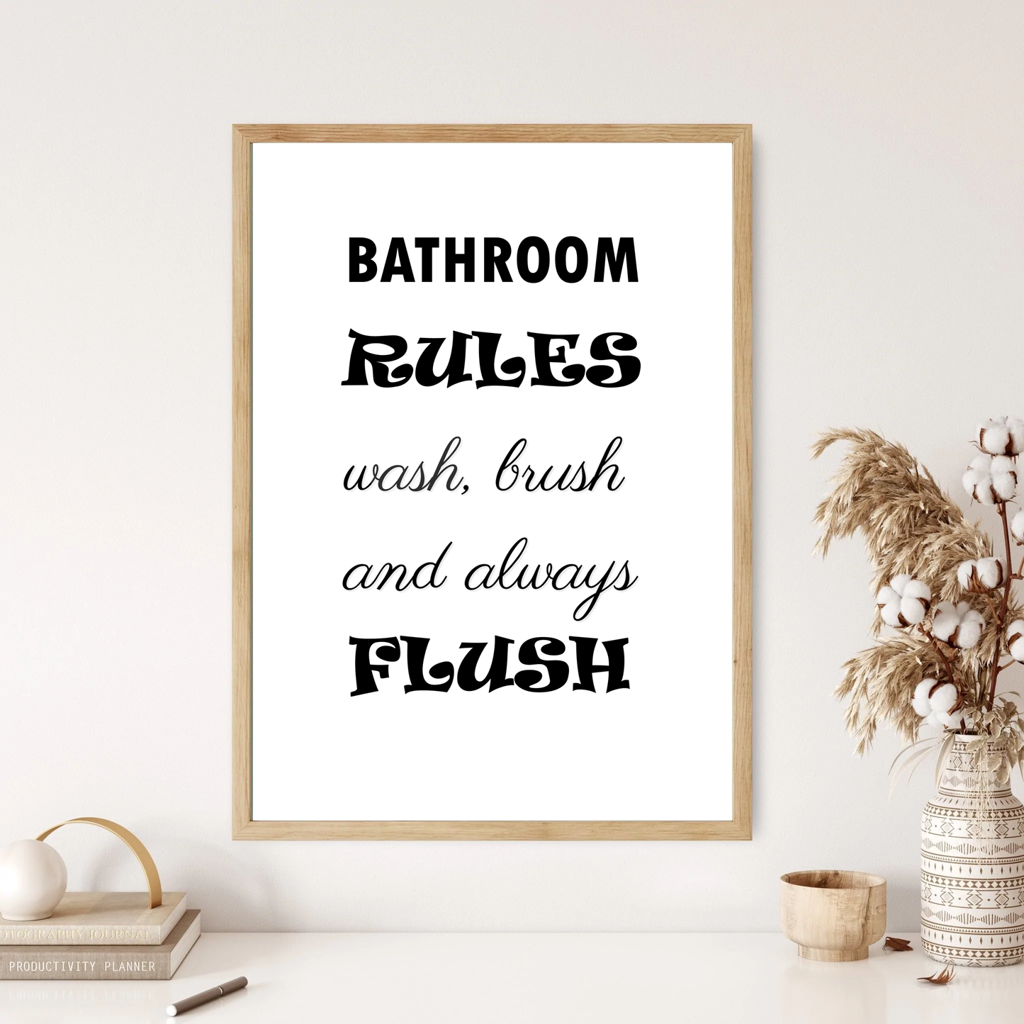 Bathroom Rules Quote Wall Print (4 Colours)