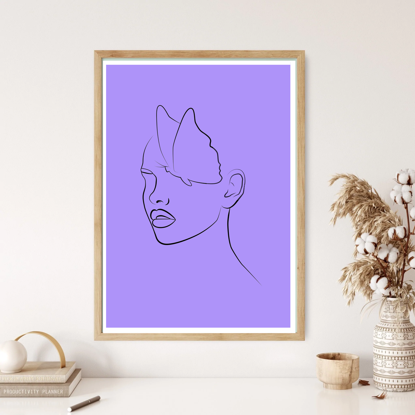 Butterfly Head Line Art Wall Print (5 Colours)