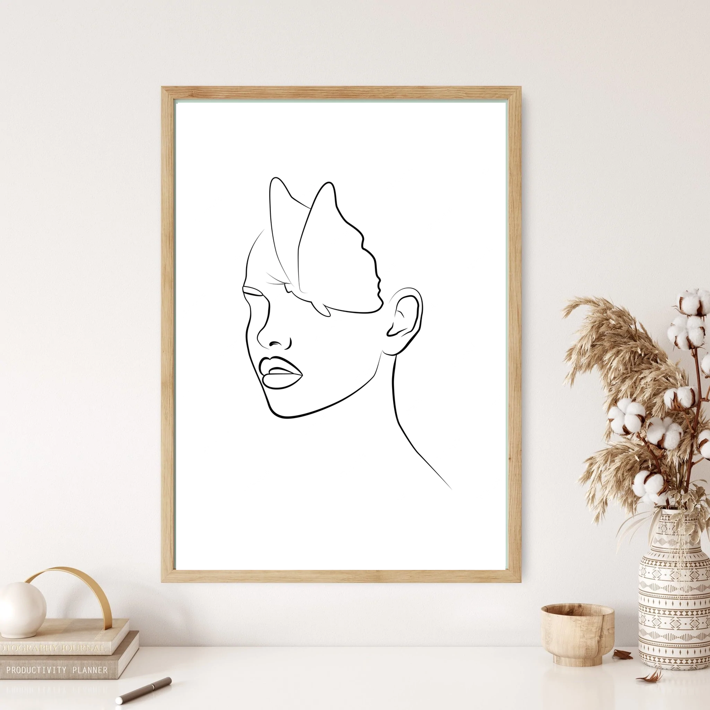 Butterfly Head Line Art Wall Print (5 Colours)