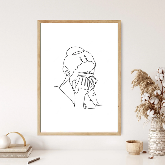 Gentle Tears Line Art Wall Print (5 Colours)