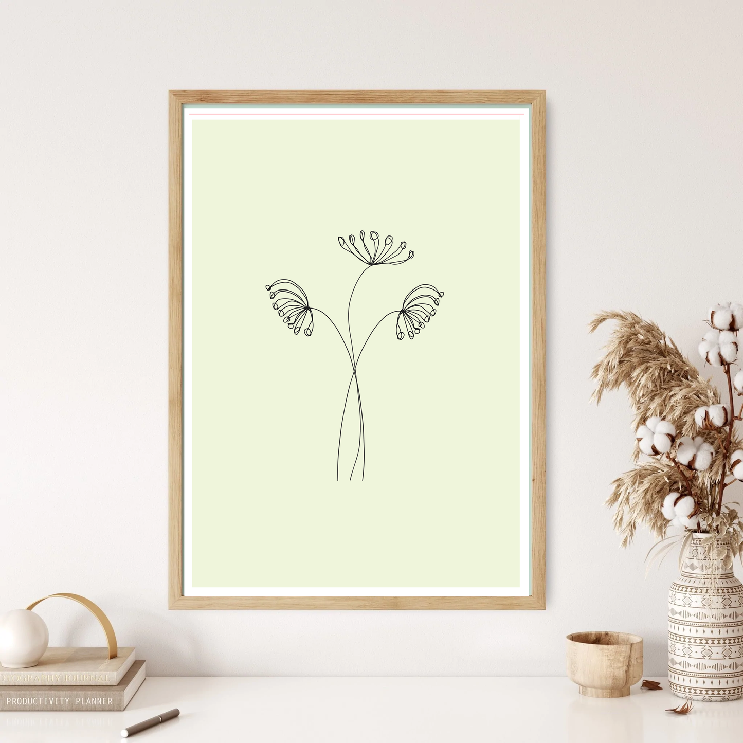 Elegant Dandelion Line Art Wall Print (5 Colours)