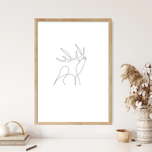 Brave Deer Line Art Wall Print (5 Colours)