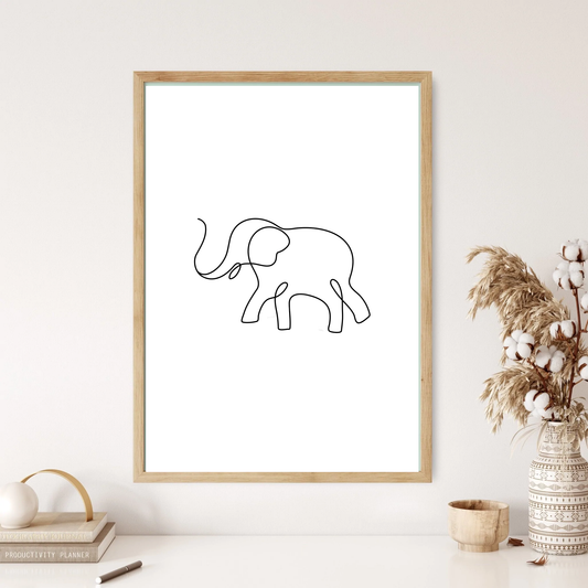 Playful Elephant Line Art Wall Print (5 Colours)