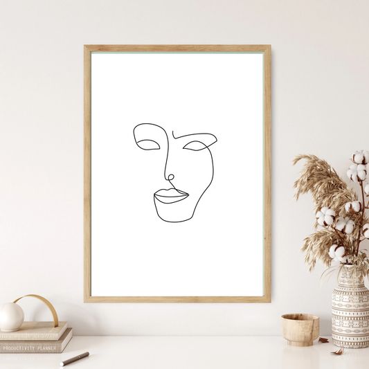 Face Outline Line Art Wall Print (5 Colours)