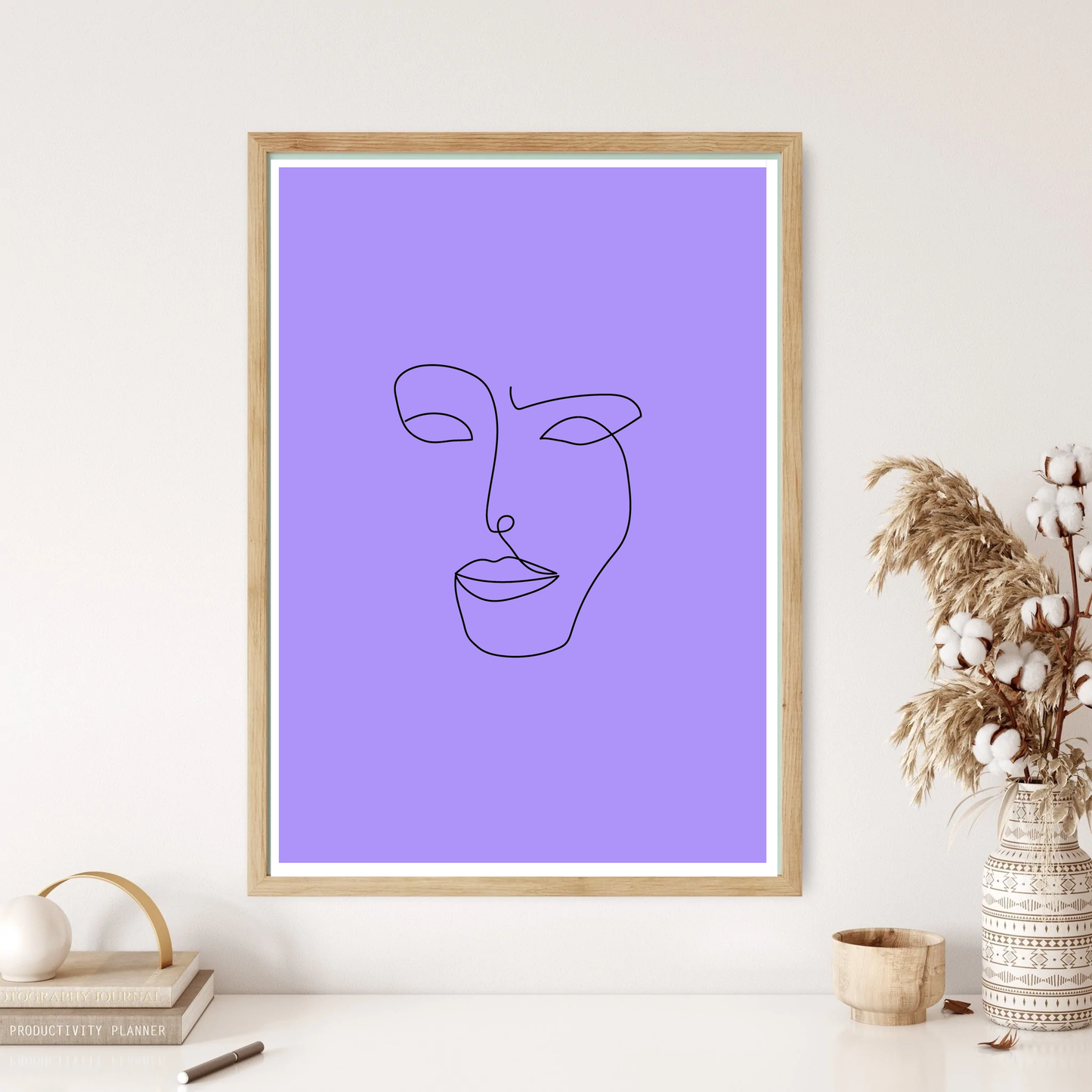 Face Outline Line Art Wall Print (5 Colours)