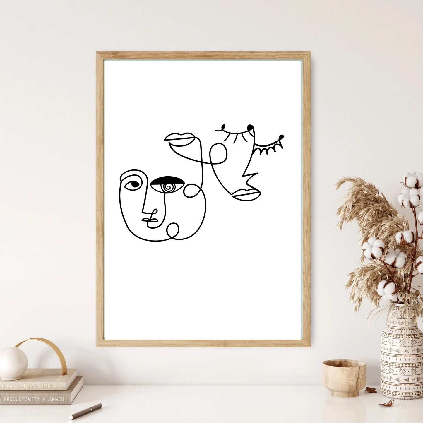 Circus Faces Line Art Wall Print (5 Colours)