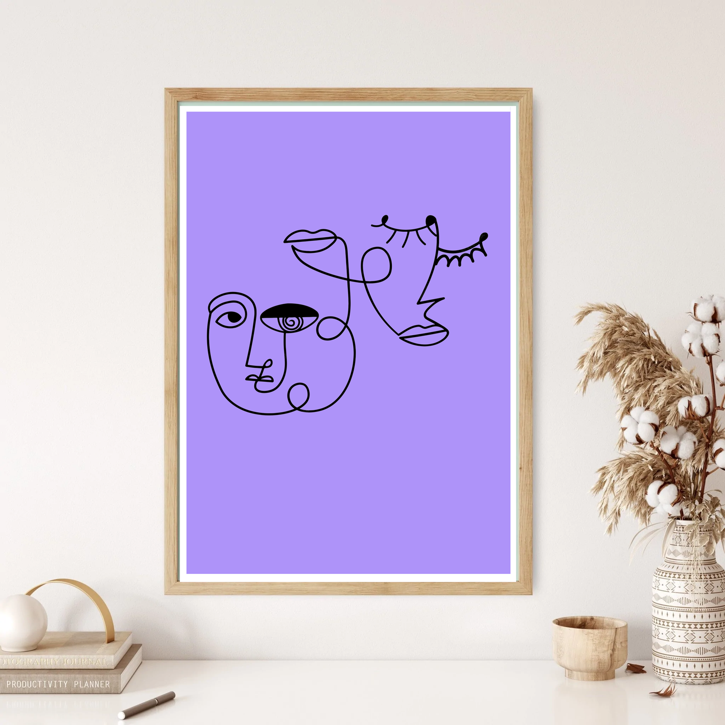 Circus Faces Line Art Wall Print (5 Colours)