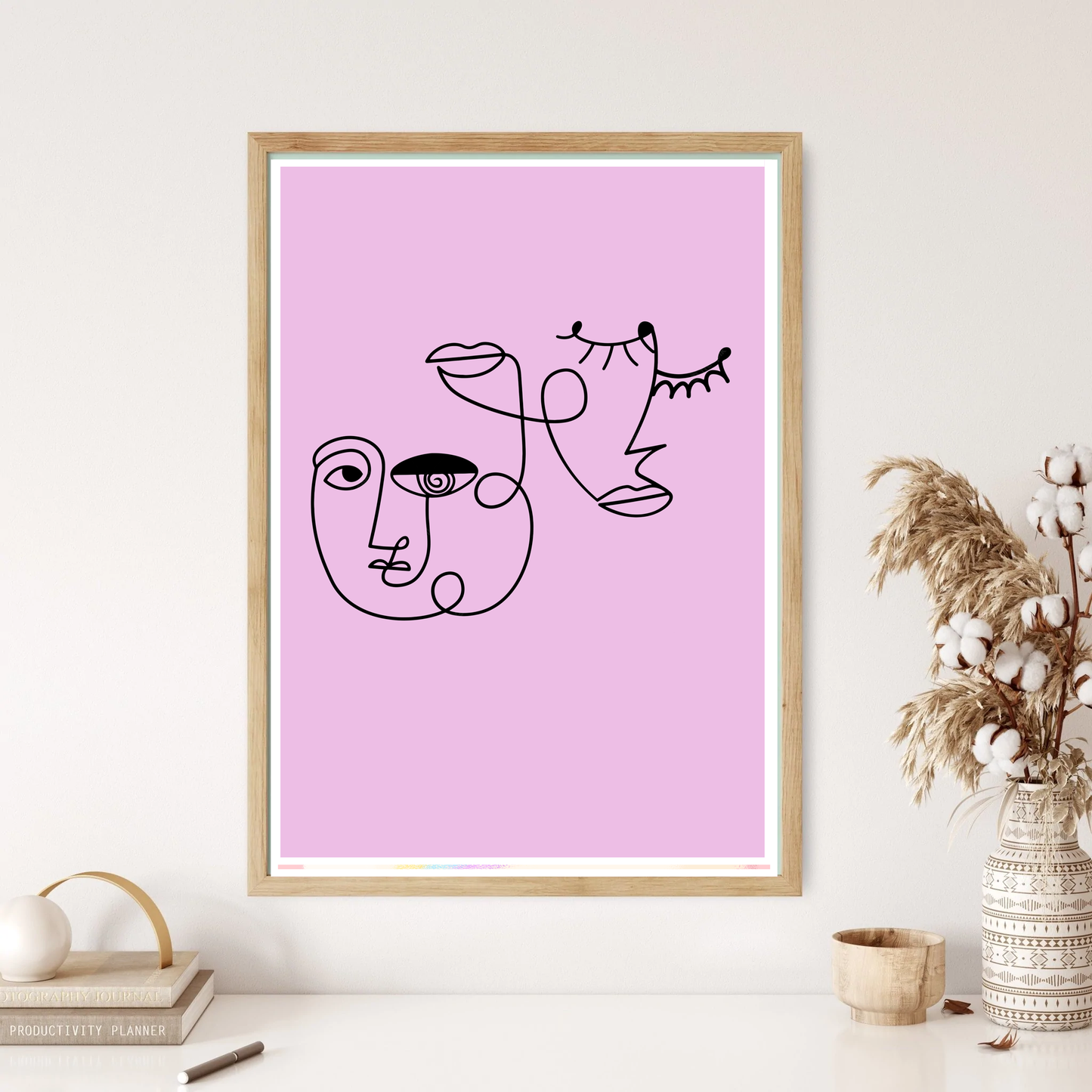 Circus Faces Line Art Wall Print (5 Colours)