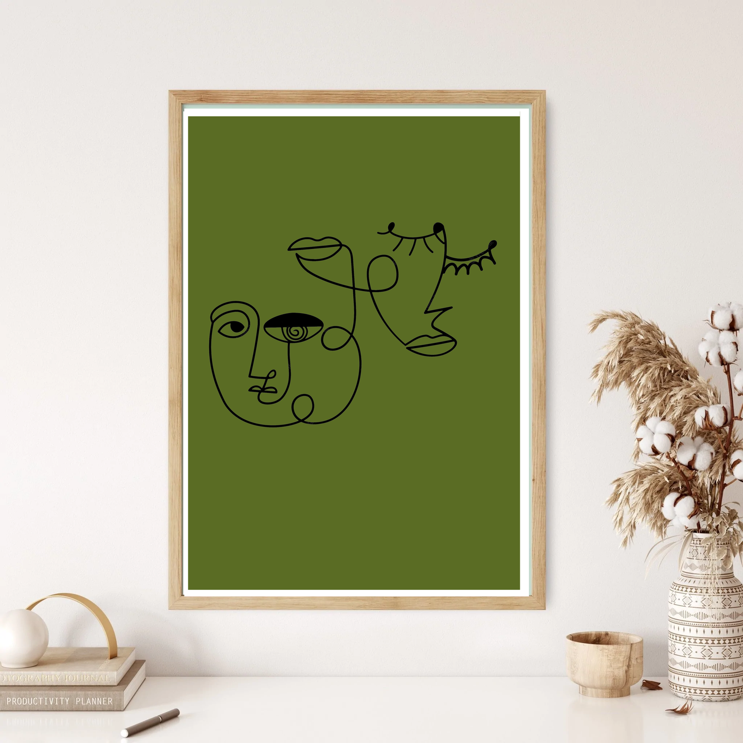 Circus Faces Line Art Wall Print (5 Colours)