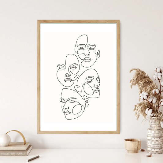 Choose Your Mask Line Art Wall Print (5 Colours)