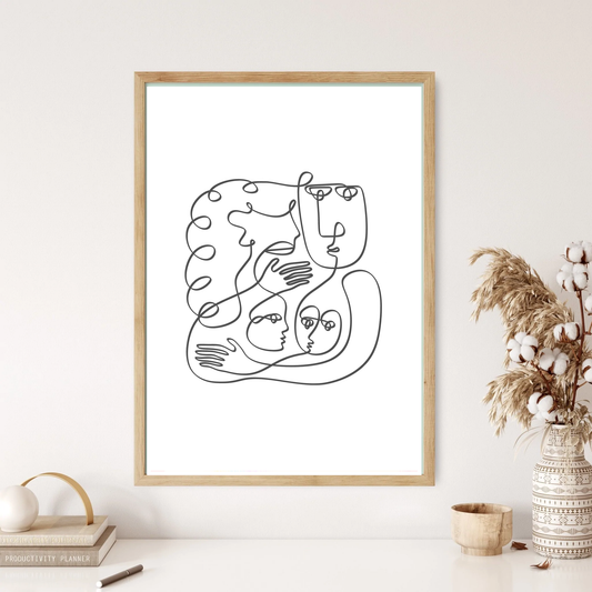 Family Line Art Wall Print (5 Colours)