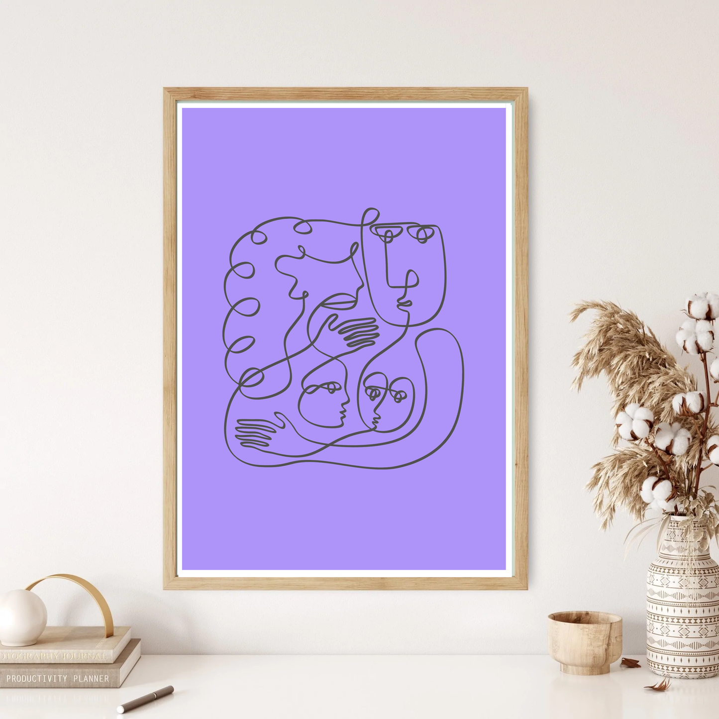 Family Line Art Wall Print (5 Colours)