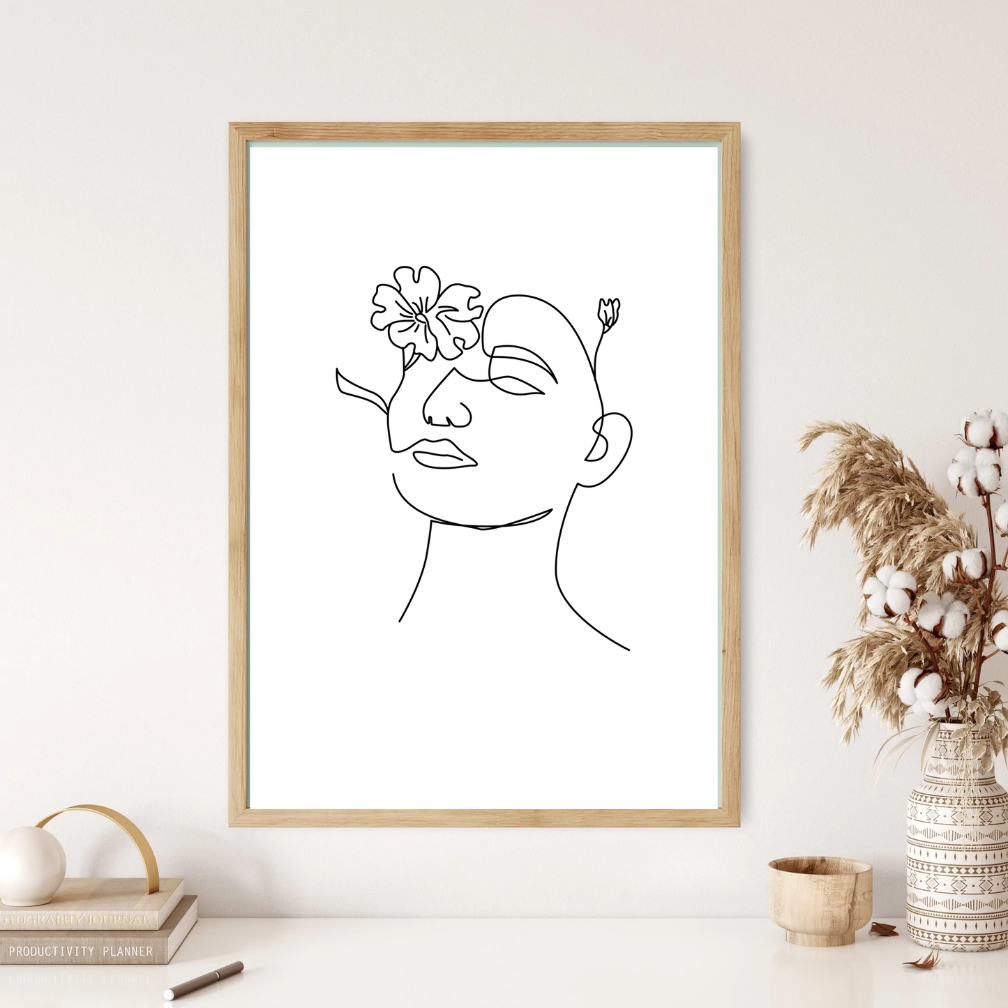 Flowerhead Line Art Wall Print (5 Colours)